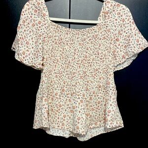 Floral Sleeve Peplum Blouse